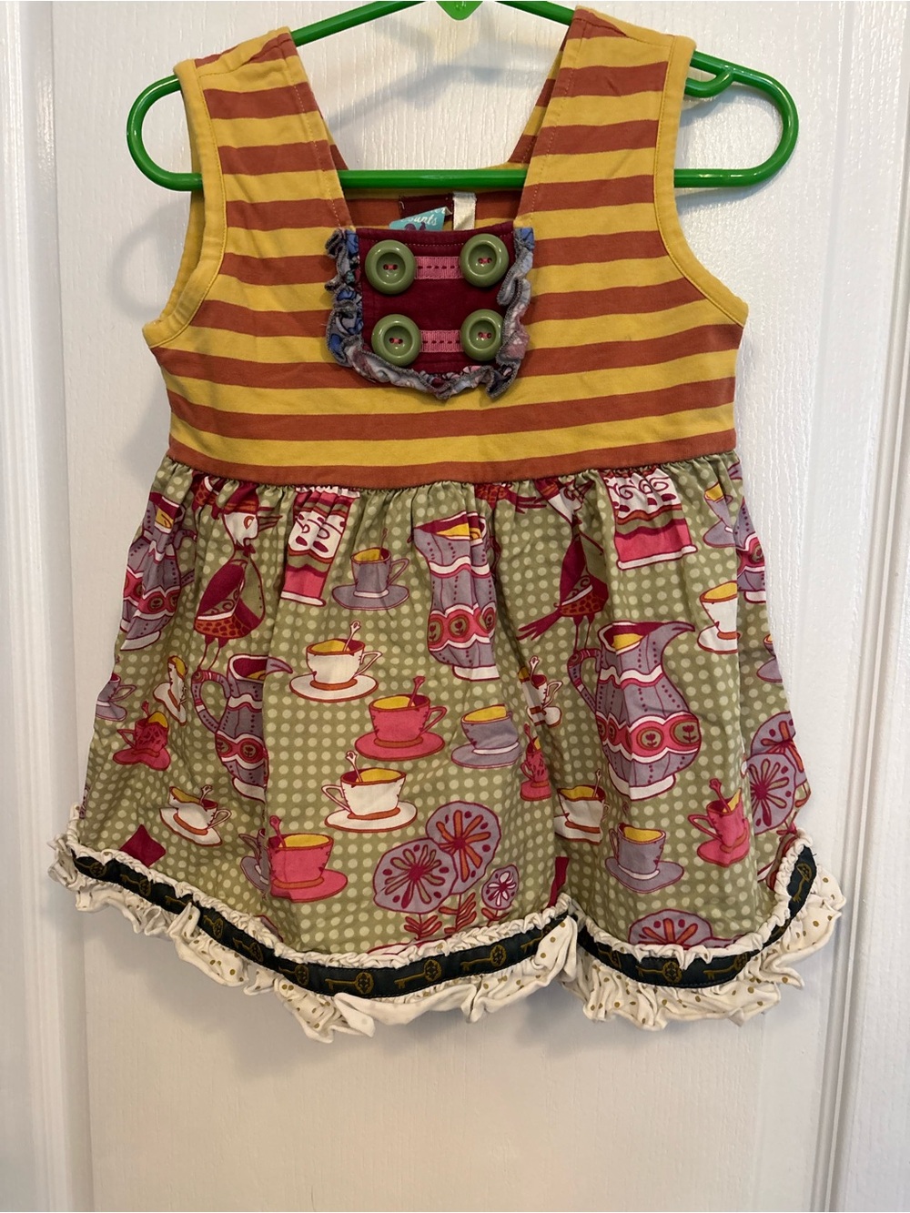 Matilda Jane Striped Yellow & Red Tea Party Toddler Dress